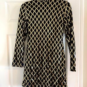 Sequined Black and Gold mini dress